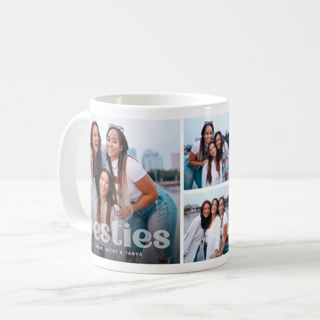 Caneca De Café Melhor Tipografia Moderna para Presente de 4 Fotos (Frente Esquerda)