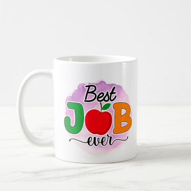 Caneca De Café Melhor Trabalho de Professor de Todos os Tempos (Esquerda)