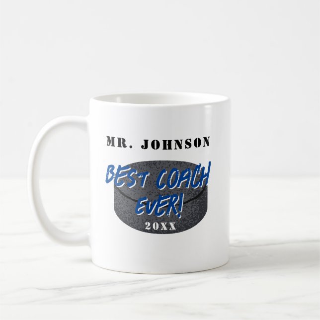 Caneca De Café Melhor Treinador De Hóquei Em Gelo (Esquerda)