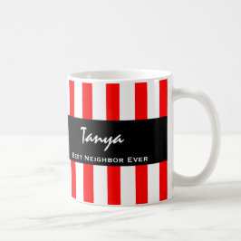 Caneca De Café Melhor VIZINHO Alguma Vez RED Stripes Nome Persona