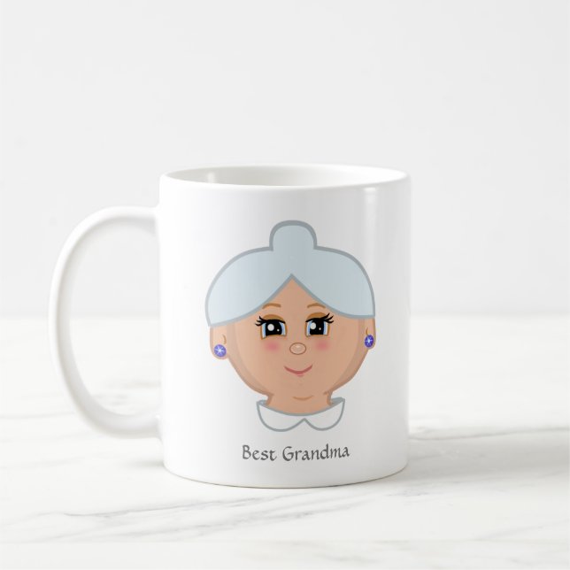 Caneca De Café Melhor Vovó & Coração Editável (Esquerda)