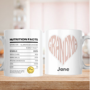 Caneca De Café Melhor Vovó de Sempre - Rótulo de Nutrição Persona