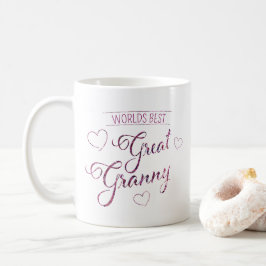 Caneca De Café Melhor Vovó do Mundo Brilho Falso roxo rosa