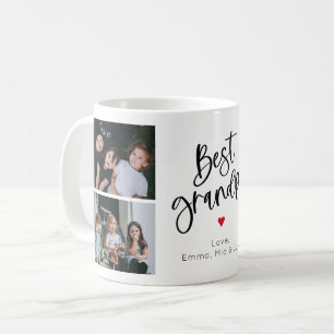 Caneca De Café Melhor Vovô Moderno Script Personalizado Fotograf