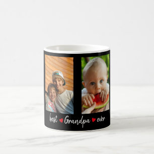 Caneca De Café Melhor Vovô Negra De Foto Personalizada