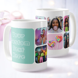 Caneca De Café Melhores Amigas Personalizado com 6 Fotos Moderno 
