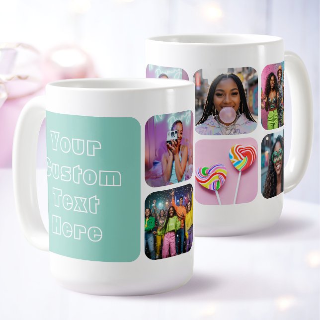 Caneca De Café Melhores Amigas Personalizado com 6 Fotos Moderno  (Criador carregado)