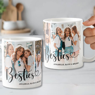 Caneca De Café Melhores Amigas Script Três Fotos