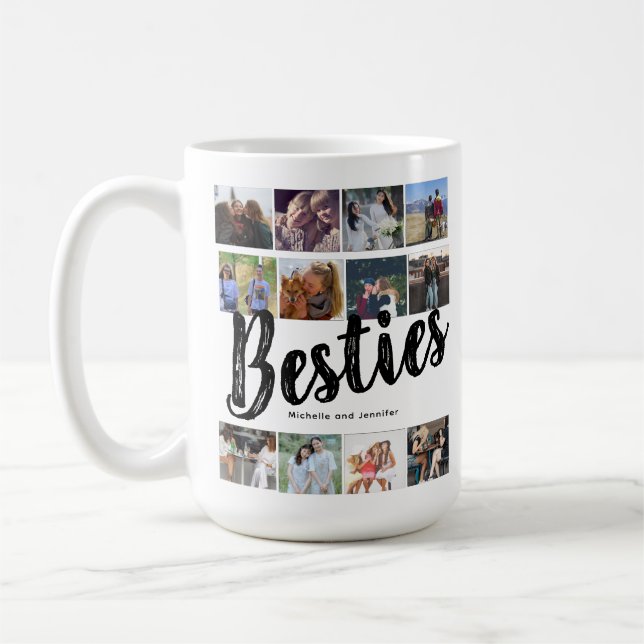 Caneca De Café Melhores Amigos | Colagem Fotográfica Besties (Esquerda)