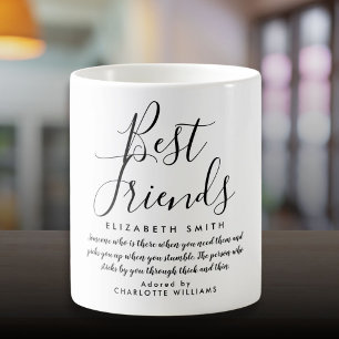 Caneca De Café Melhores Amigos Moderno Script Elegante Citação