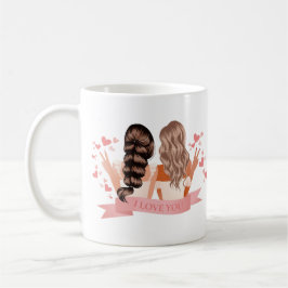 Caneca De Café Melhores Amigos para Loura e Brunette Watercolor
