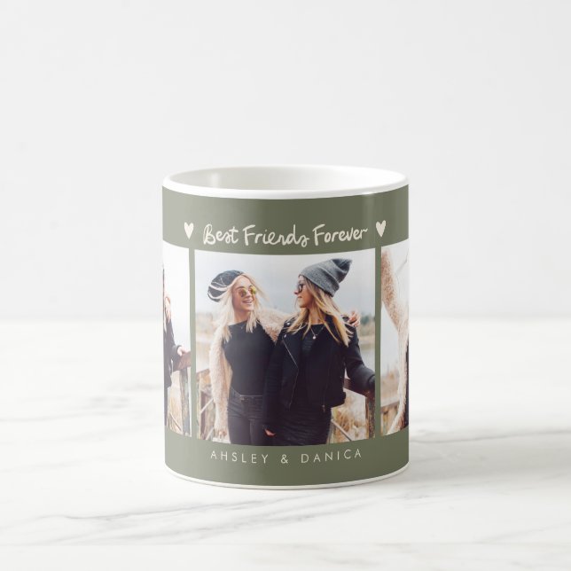 Caneca De Café Melhores Amigos Para Sempre Foto Multi Foto Verde  (Centro)