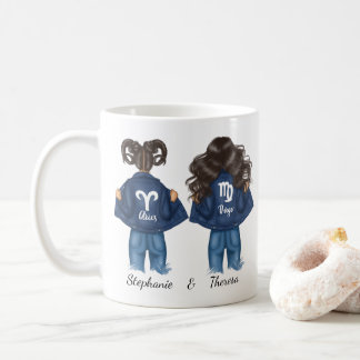 Caneca De Café Melhores Amigos Personalizados Aries Virgo Girl Je