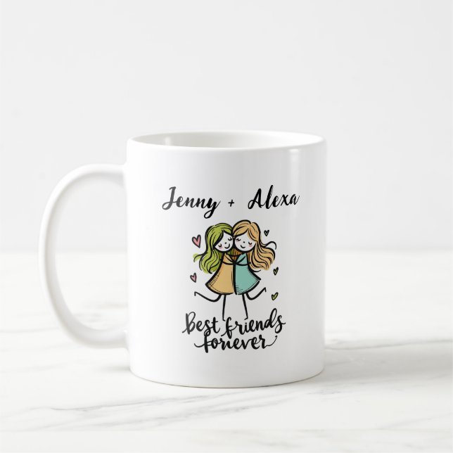 Caneca De Café Melhores Amigos Personalizados para Sempre - Prese (Esquerda)