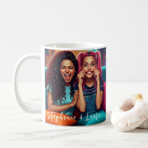 Caneca De Café Melhores Amigos Rostos Engraçados & Citação Inspir