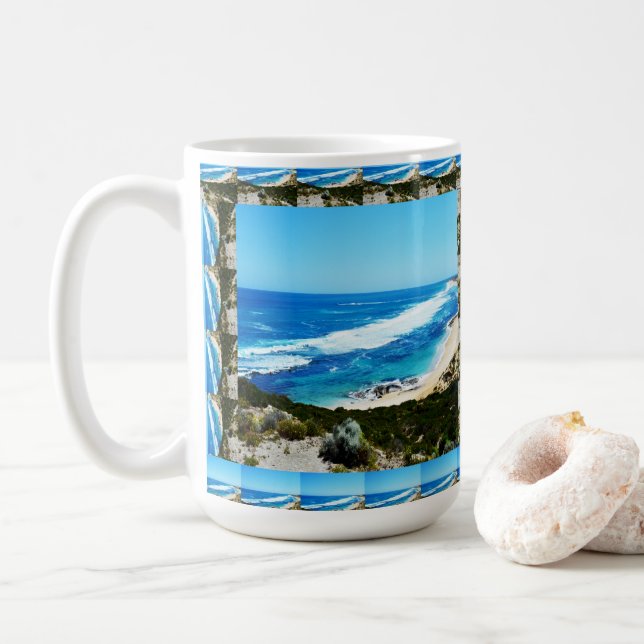Caneca De Café Melhores vistas de praia emolduradas, (Com Donut)