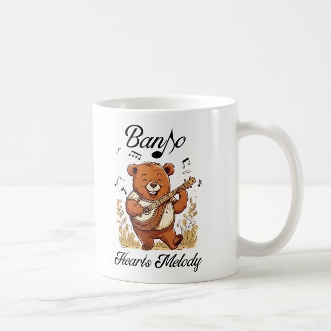 Caneca De Café Melodia do Banjo Heart (Direita)