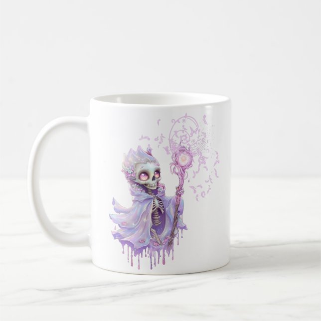 Caneca De Café Melodias mágicas do esqueleto roxo giro. (Esquerda)