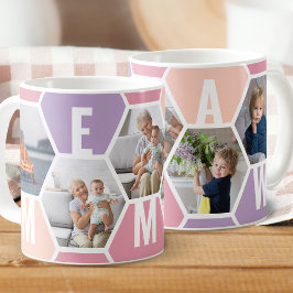 Caneca De Café MEMAW 5 Foto Editável 5 Letras Honeycomb