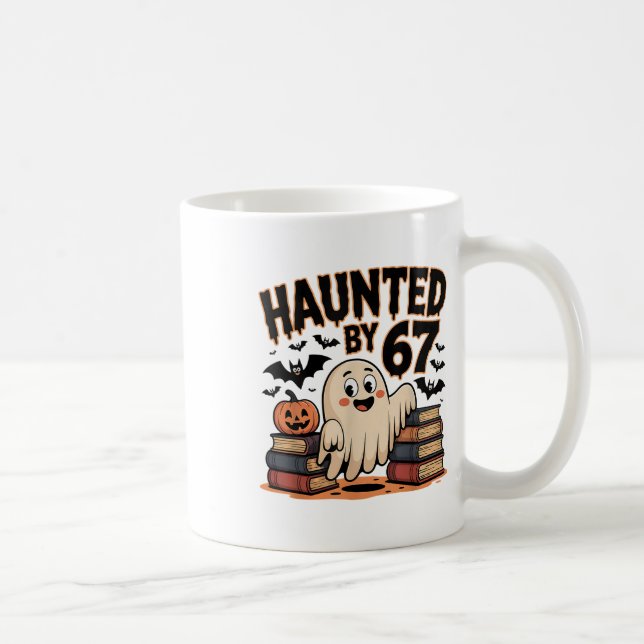 Caneca De Café Meme Assombrado 67 Seis Sete 6-7 Piada Divertida d (Direita)