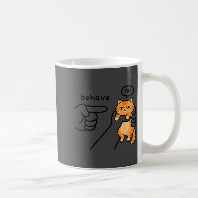Caneca De Café Meme de Gato Engraçado se Comportar Sem Design de  (Direita)