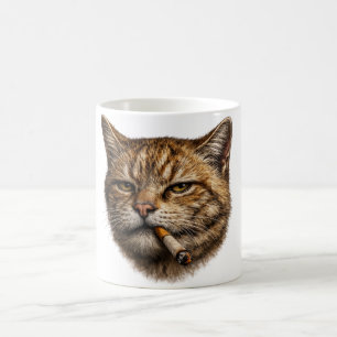 Caneca De Café Meme de Gato Idiota Legal e Divertido Gato Fumando