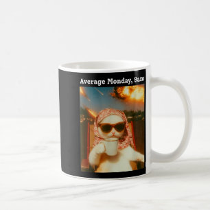 Caneca De Café Meme de Gato Segunda-feira Média 9h da Manhã Engra