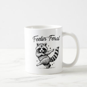 Caneca De Café Meme de Guaxinim Antigo Sentindo-se Feral Engraçad