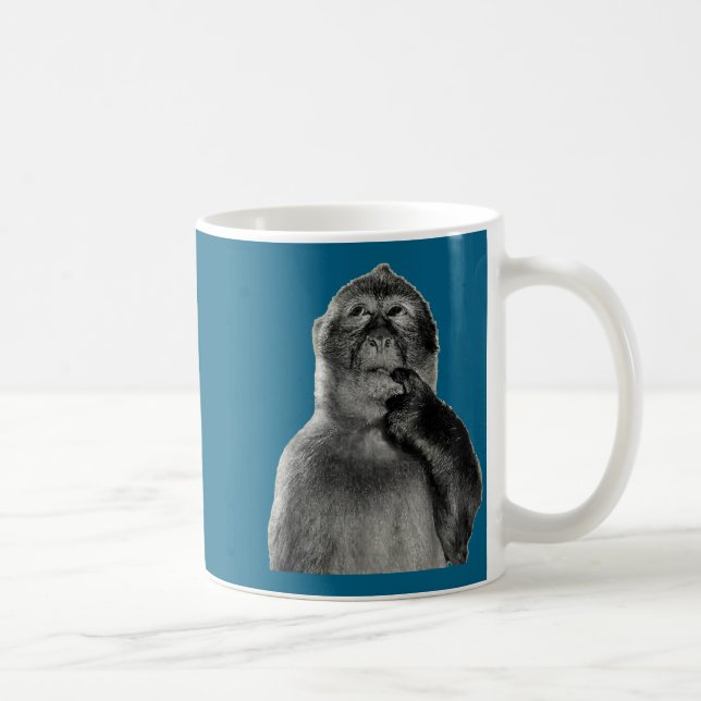 Caneca De Café Meme de Macaco Engraçado com Estilo de Arte de Hum (Direita)