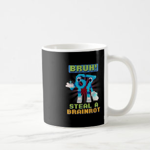 Caneca De Café Meme de Pixel Engraçado Bruh 67 Rouba Um Brainrot 