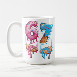 Caneca De Café Meme Divertido 67 Donut Sorvete Gíria Gen Alpha