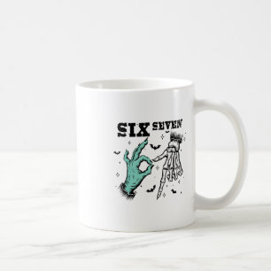 Caneca De Café Meme engraçado 67 Esqueleto assustador Seis Sete G