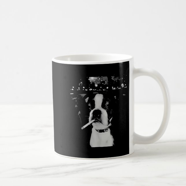 Caneca De Café Meme Engraçado do Cachorro Fumante (Direita)