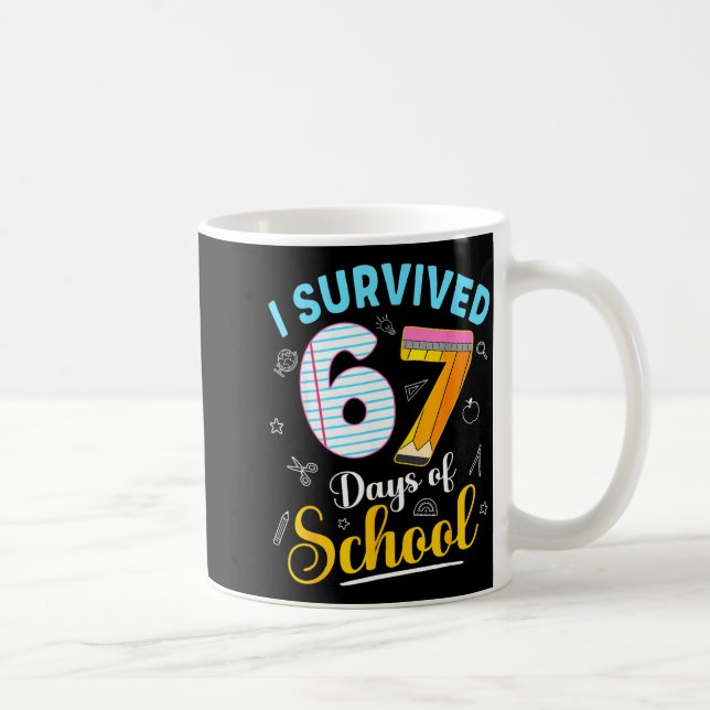 Caneca De Café Meme Engraçado Eu Sobrevivi 67 Dias De Aula Profes (Direita)