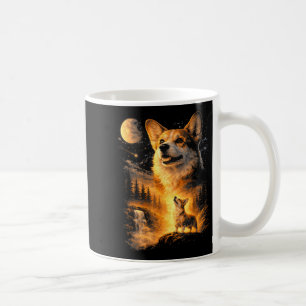 Caneca De Café Meme vintage de corgi uivando para a lua animal an