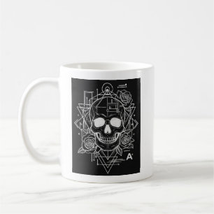 Caneca De Café Memento Mori: Arte de Linha Moderna Caveira & Mand