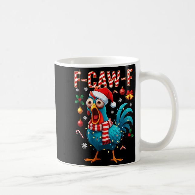 Caneca De Café Memes de Galo F-caw-f Engraçado Frango Fcawk Natal (Direita)