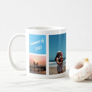 Caneca De Café Memória de Férias de Verão para Colagem de Fotos d