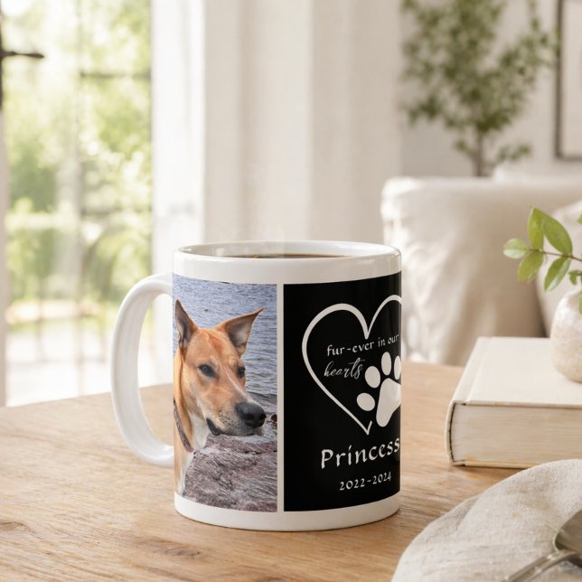 Caneca De Café Memória de Foto de Animal de Estimação Coração Pre (Criador carregado)