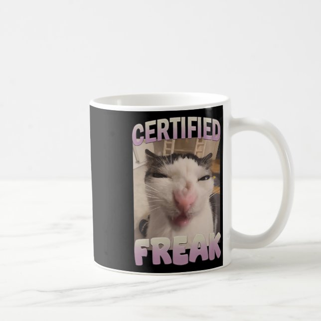 Caneca De Café Memória de Gato Freak Certificado Meme Offensive M (Direita)
