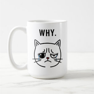Caneca De Café Memória de Gato Triste "PORQUÊ" -