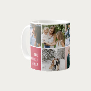 Caneca De Café Memórias da Família Simples Colagem de Fotos