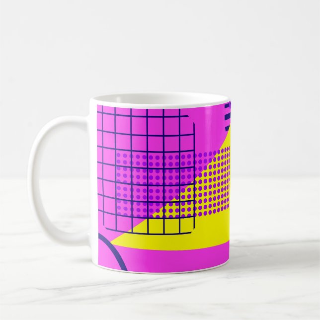 Caneca De Café Memphis 80: Fundo de Formas Geométricas (Esquerda)