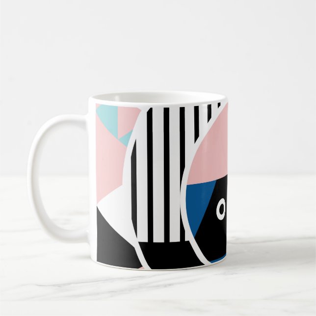 Caneca De Café Memphis abstract poster design. Face geometric mak (Esquerda)