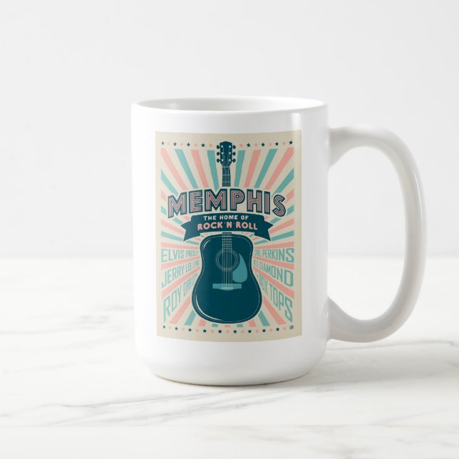 Caneca De Café Memphis, TN: Série Guitarra | Rock-N-Roll (Direita)