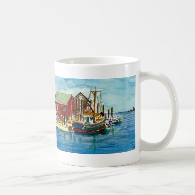 Caneca De Café Menemsha, de uma aguarela original por Arnold… (Direita)