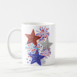 Caneca De Café Menina 4 de Julho Mulheres Vermelho Branco Azul Es