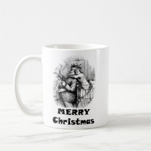 Caneca De Café Menina Abrindo Arte de Natal para Papai Noel