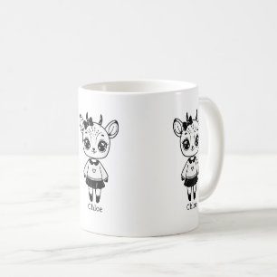 Caneca De Café Menina Adorável Antílope - Desenho Fofo de Rabisco