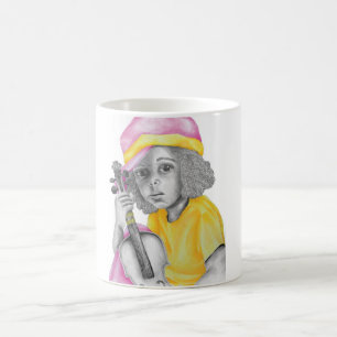 Caneca De Café Menina amarela cor-de-rosa